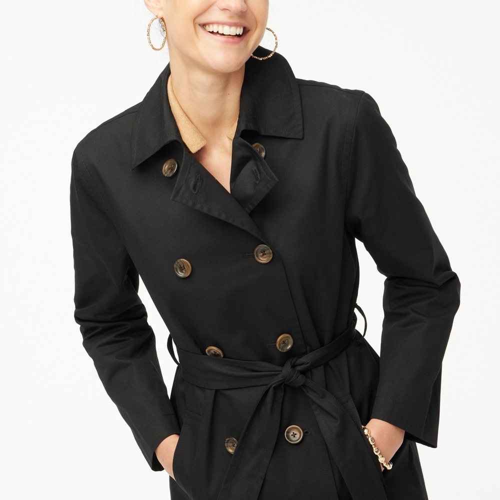 J. Crew Factory Black Trench Coat Size: 6 NWT